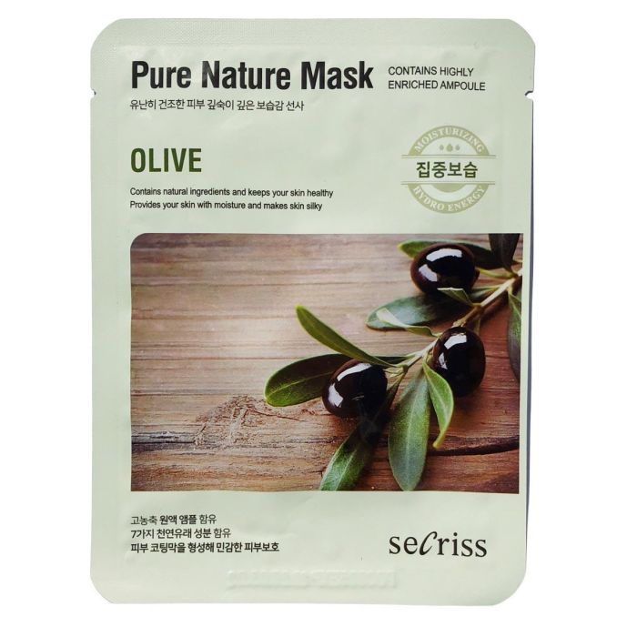 Маска тканевая seCriss Олива увлажнение и питание кожи лица 25 мл