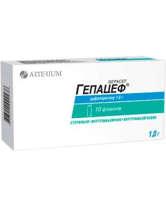 Гепацеф 1 г порошок для приготовления раствора флакон №10   в Днепре : цены, характеристики. 