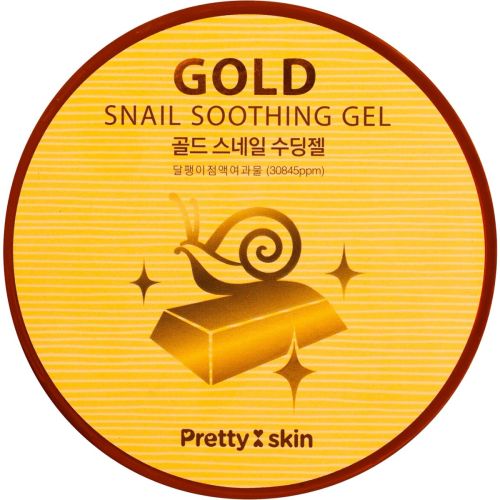 Гель Pretty Skin Заспокійливий з муцином равлики та золотом, 300 мл в аптеці - фото №1 Гель Pretty Skin Заспокійливий з муцином равлики та золотом, 300 мл в аптеці