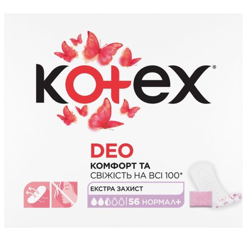 Ежедневные прокладки Kotex Normal Plus Deo №56 недорого - фото №1 Ежедневные прокладки Kotex Normal Plus Deo №56 недорого