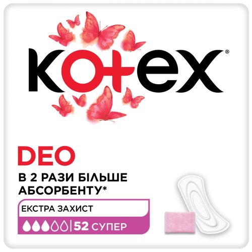 Ежедневные прокладки Kotex Super Deo №52 ADD - фото №1 Ежедневные прокладки Kotex Super Deo №52 ADD