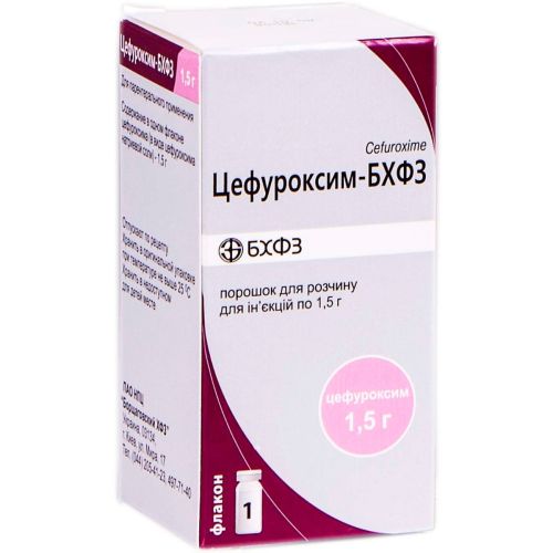 Цефуроксим-БХФЗ 1,5 г порошок для ін'єкцій розчин флакон №1 в місті Одеса : ціни, характеристика. - фото №1 Цефуроксим-БХФЗ 1,5 г порошок для ін'єкцій розчин флакон №1 в місті Одеса : ціни, характеристика.