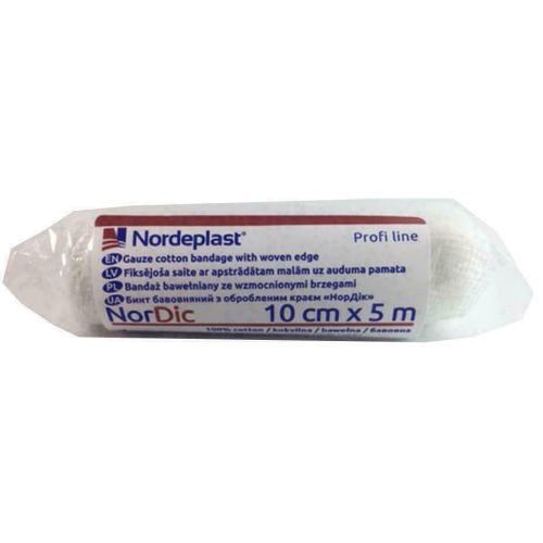 Бинт Нордік бавовняний з обробленим краєм 10 см*5 м в інтернет-аптеці - фото №1 Бинт Нордік бавовняний з обробленим краєм 10 см*5 м в інтернет-аптеці