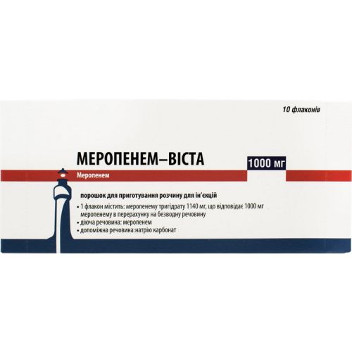 Меропенем-Виста 1000 мг порошок для раствора №10 в городе Одесса : цены, характеристики. - фото №1 Меропенем-Виста 1000 мг порошок для раствора №10 в городе Одесса : цены, характеристики.