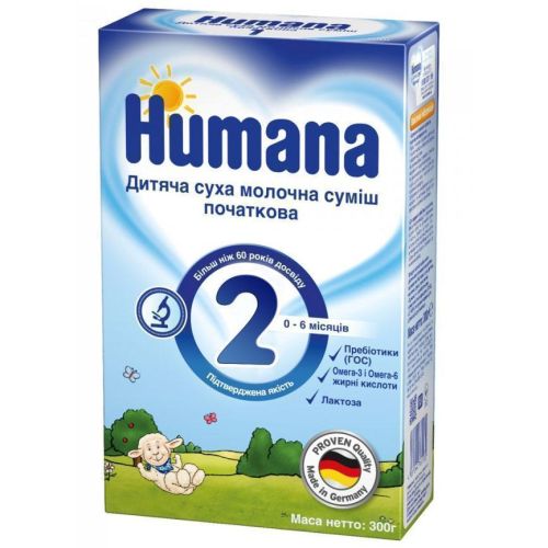 Суміш молочна Humana 2 (з 6 місяців) 300 г в Україні - фото №1 Суміш молочна Humana 2 (з 6 місяців) 300 г в Україні