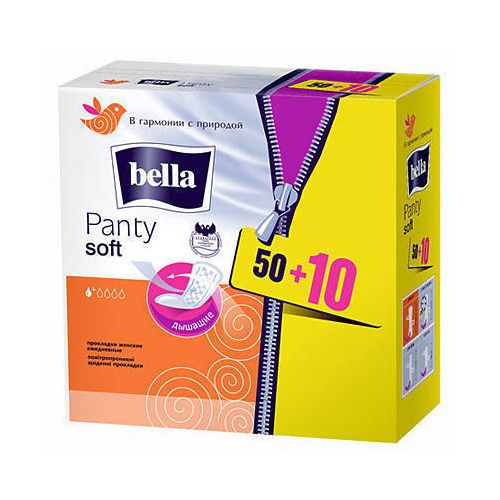 Прокладки Bella Panty Soft ежедневные 50+10 шт купить - фото №1 Прокладки Bella Panty Soft ежедневные 50+10 шт купить