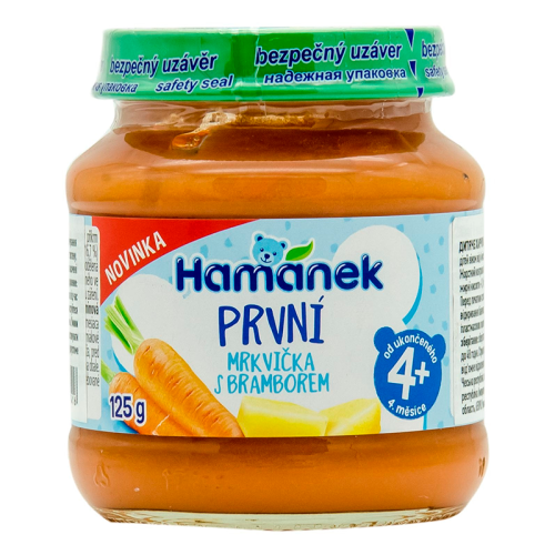 Пюре Hamanek морковь и картофель Первая ложка 125 г в интернет-аптеке - фото №1 Пюре Hamanek морковь и картофель Первая ложка 125 г в интернет-аптеке