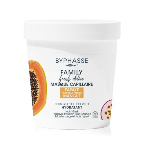 Маска Byphasse (Бифас) Family Fresh Delice для всех типов волос с папаей, маракуей и манго 250 мл в аптеке - фото №1 Маска Byphasse (Бифас) Family Fresh Delice для всех типов волос с папаей, маракуей и манго 250 мл в аптеке