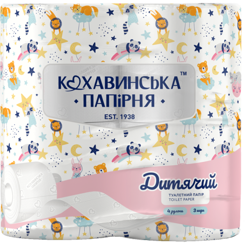 Бумага туалетная Кохавинська папирня детская 3 слоя, 4 шт. ADD - фото №1 Бумага туалетная Кохавинська папирня детская 3 слоя, 4 шт. ADD