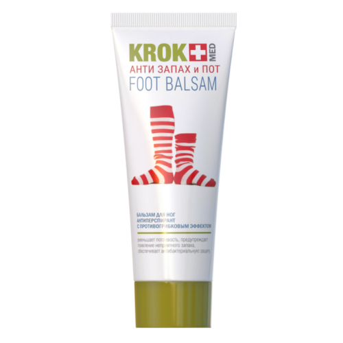Бальзам-антиперспірант Krok Med Анти запах і піт для ніг з протигрибковим ефектом 75 мл недорого - фото №1 Бальзам-антиперспірант Krok Med Анти запах і піт для ніг з протигрибковим ефектом 75 мл недорого