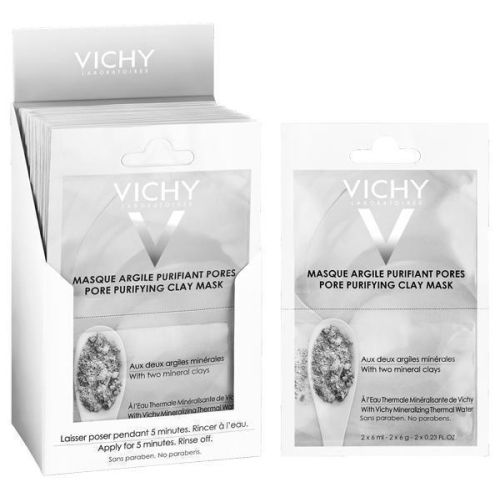 Маска Vichy (Виши) минеральная c глиной очищающая поры 2x6 мл цена - фото №1 Маска Vichy (Виши) минеральная c глиной очищающая поры 2x6 мл цена