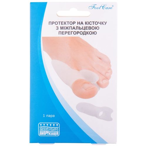 Протектор на кісточку Foot Care з міжпальцевою перегородкою, гелевий, р.S (GB-02) в інтернет-аптеці - фото №1 Протектор на кісточку Foot Care з міжпальцевою перегородкою, гелевий, р.S (GB-02) в інтернет-аптеці