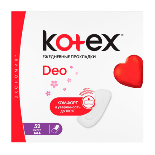 Прокладки Kotex Super deo №52 цена - фото №1 Прокладки Kotex Super deo №52 цена