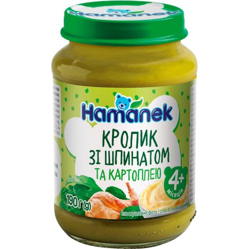 Пюре Hamanek кролик зі шпинатом та картоплею, 190 г в місті Одеса : ціни, характеристика. - фото №1 Пюре Hamanek кролик зі шпинатом та картоплею, 190 г в місті Одеса : ціни, характеристика.