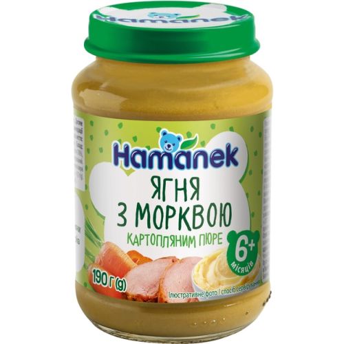 Пюре Hamanek (Хаманек) Ягненок с морковью и картофельным пюре 190 г в городе Одесса : цены, характеристики. - фото №1 Пюре Hamanek (Хаманек) Ягненок с морковью и картофельным пюре 190 г в городе Одесса : цены, характеристики.