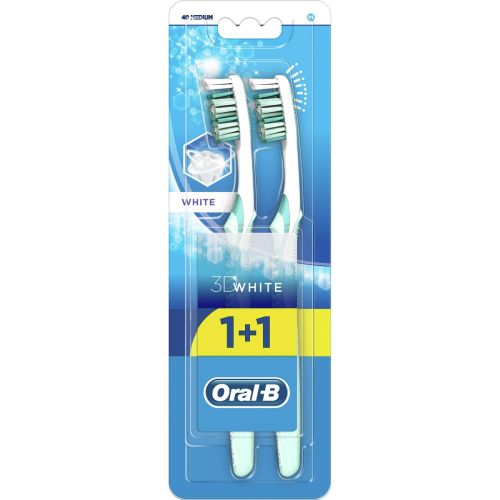 Зубная щетка Oral-B 3D White Отбеливание средней жесткости, 1+1 шт. заказать - фото №1 Зубная щетка Oral-B 3D White Отбеливание средней жесткости, 1+1 шт. заказать