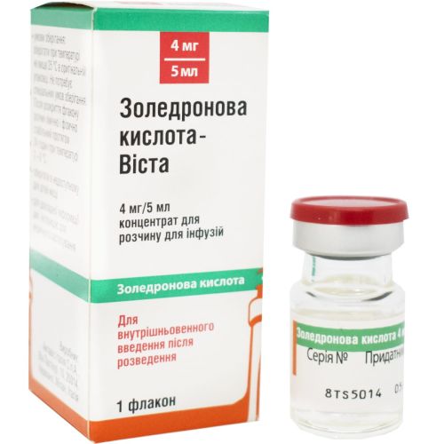 Золедроновая кислота-Виста 4 мг/5 мл концентрат для раствора флакон №1 заказать - фото №1 Золедроновая кислота-Виста 4 мг/5 мл концентрат для раствора флакон №1 заказать