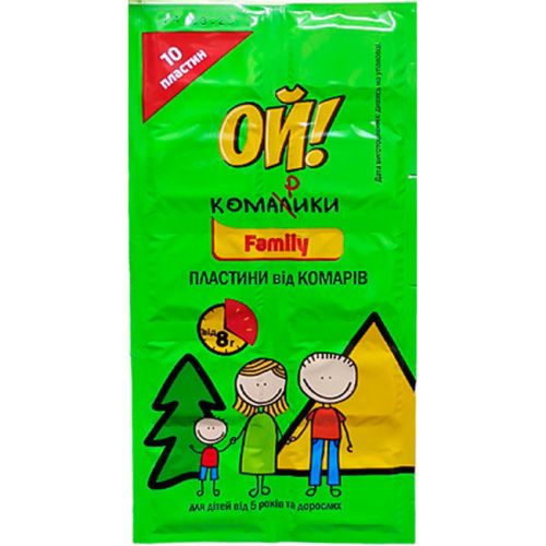 Пластины от комаров Ой! Комарики Family, 10 шт. в Украине - фото №1 Пластины от комаров Ой! Комарики Family, 10 шт. в Украине