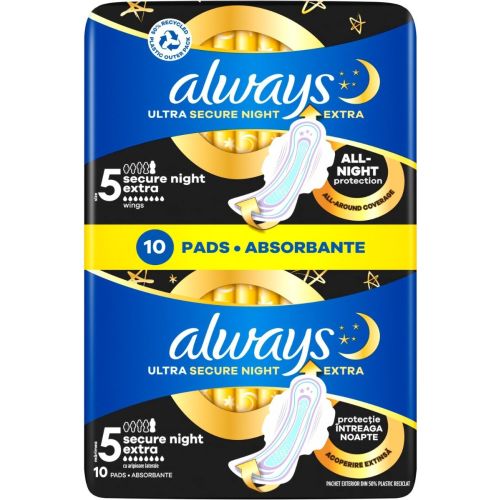 Прокладки гігієнічні Always Ultra Secure Night, 7 крапель, р.5 №10 в інтернет-аптеці - фото №1 Прокладки гігієнічні Always Ultra Secure Night, 7 крапель, р.5 №10 в інтернет-аптеці