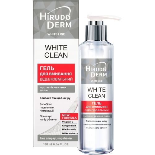 Гель для умывания Hirudo Derm White Line Clean отбеливающий, 180 мл недорого - фото №1 Гель для умывания Hirudo Derm White Line Clean отбеливающий, 180 мл недорого
