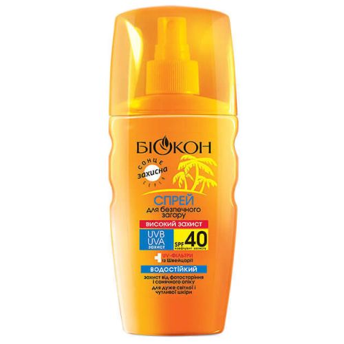 Спрей Биокон Высокая защита SPF40 для безопасного загара 160 мл заказать - фото №1 Спрей Биокон Высокая защита SPF40 для безопасного загара 160 мл заказать