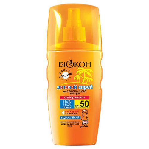 Спрей Биокон СуперЗащита детский для безопасного загара SPF50 160 мл заказать - фото №1 Спрей Биокон СуперЗащита детский для безопасного загара SPF50 160 мл заказать