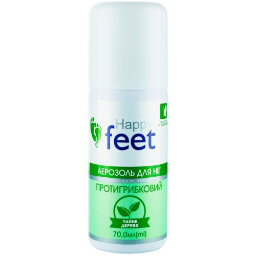 Аерозоль для ніг Happy Feet протигрибковий Чайне дерево 70 мл в аптеці - фото №1 Аерозоль для ніг Happy Feet протигрибковий Чайне дерево 70 мл в аптеці