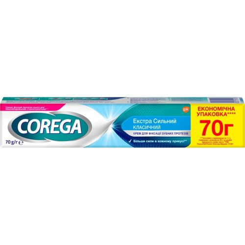 Крем для фиксации зубных протезов Корега Экстра Сильный Классический, 70 г в городе Одесса : цены, характеристики. - фото №1 Крем для фиксации зубных протезов Корега Экстра Сильный Классический, 70 г в городе Одесса : цены, характеристики.