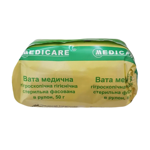 Вата Medicare нестерильная ролик 50 г купить - фото №1 Вата Medicare нестерильная ролик 50 г купить