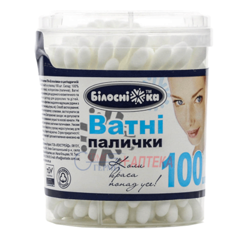 Ватные палочки Белоснежка в цилиндрической коробке №100 недорого - фото №1 Ватные палочки Белоснежка в цилиндрической коробке №100 недорого