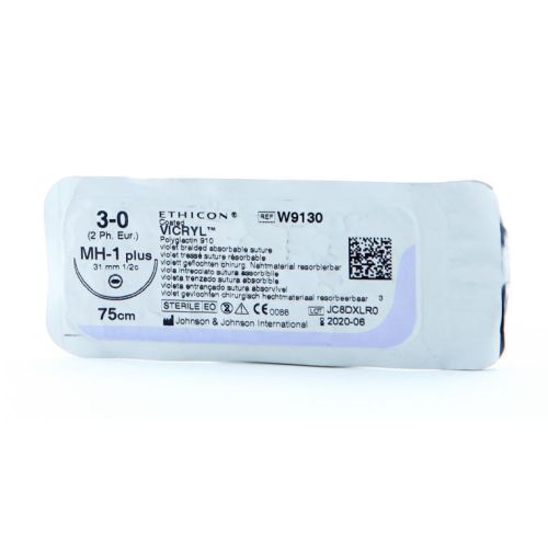 Викрил 3-0 колющая 31 мм 1/2 круга, длина 75 см, фиолетовый W9130 недорого - фото №1 Викрил 3-0 колющая 31 мм 1/2 круга, длина 75 см, фиолетовый W9130 недорого