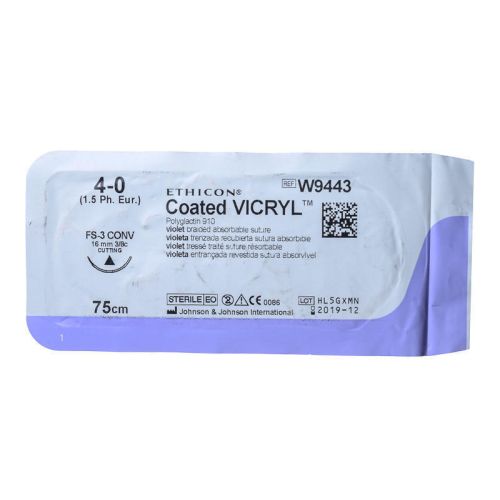 Викрил 4-0, колющая, 16 мм 3/8 круга, 45 см W9443 ADD - фото №1 Викрил 4-0, колющая, 16 мм 3/8 круга, 45 см W9443 ADD