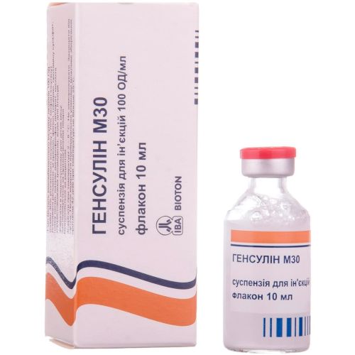 Генсулин М30 суспензия для инъекций 100 ЕД/мл 10 мл флакон №1 заказать - фото №1 Генсулин М30 суспензия для инъекций 100 ЕД/мл 10 мл флакон №1 заказать