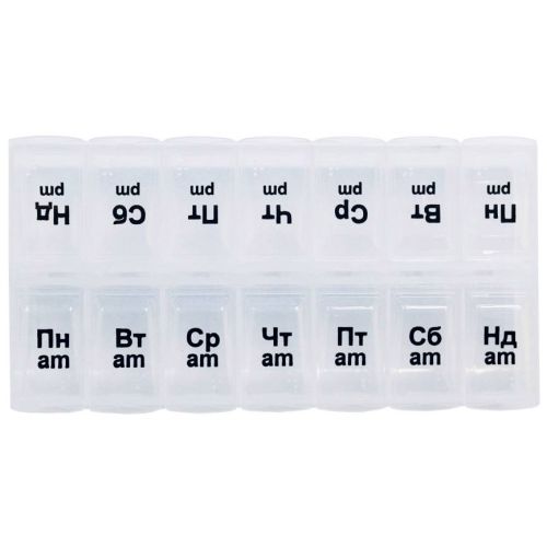 Органайзер для таблеток пластиковый неделя, 2 приема в день, РТ 6085 ADD - фото №1 Органайзер для таблеток пластиковый неделя, 2 приема в день, РТ 6085 ADD