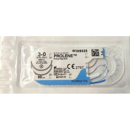 Шовный материал Пролен (Prolene) 3/0 (М2) длина 90 cм, синий, игла колющая 2х31 мм, 1/2 круга, W8525 недорого - фото №1 Шовный материал Пролен (Prolene) 3/0 (М2) длина 90 cм, синий, игла колющая 2х31 мм, 1/2 круга, W8525 недорого