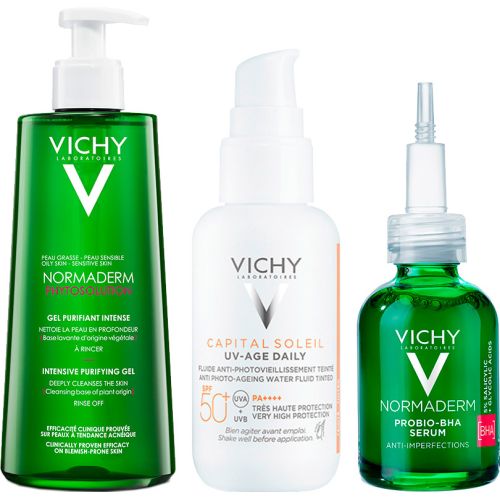 Набір Vichy (Віши) Normaderm (Гель Phytosolution для очищення жирної шкіри 400 мл+Сироватка-пілінг для корекції недоліків 30 мл+Флюїд сонцезахисний проти ознак фотостаріння SPF50+ 15 мл) в місті Одеса : ціни, характеристика. - фото №1 Набір Vichy (Віши) Normaderm (Гель Phytosolution для очищення жирної шкіри 400 мл+Сироватка-пілінг для корекції недоліків 30 мл+Флюїд сонцезахисний проти ознак фотостаріння SPF50+ 15 мл) в місті Одеса : ціни, характеристика.