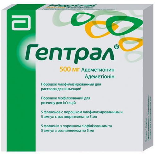 Гептрал 500 мг порошок лиофилизированный с растворителем 5 мл флакон №5 в аптеке - фото №1 Гептрал 500 мг порошок лиофилизированный с растворителем 5 мл флакон №5 в аптеке