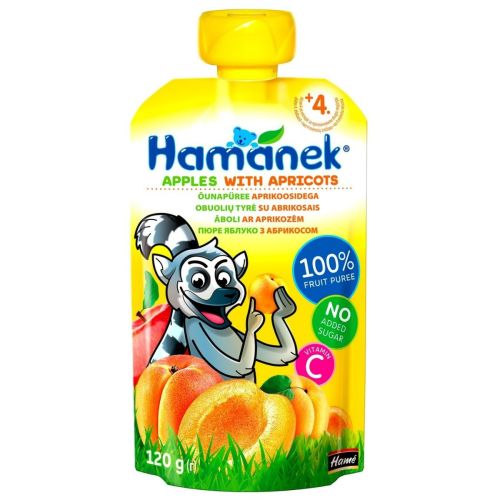 Пюре Hamanek яблуко з абрикосом 120 г купити - фото №1 Пюре Hamanek яблуко з абрикосом 120 г купити