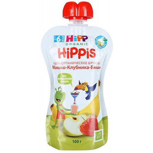 Пюре Hipp 8520-2 яблуко, полуниця, банан (з 6 місяців) 100 г ціна - фото №1 Пюре Hipp 8520-2 яблуко, полуниця, банан (з 6 місяців) 100 г ціна
