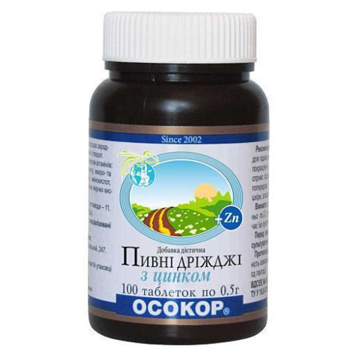 Дрожжи пивные ОСОКОР таблетки 0.5г N100 с цинком в городе Одесса : цены, характеристики. - фото №1 Дрожжи пивные ОСОКОР таблетки 0.5г N100 с цинком в городе Одесса : цены, характеристики.