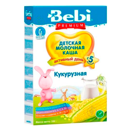 Каша Bebi Premium молочна кукурудзяна з 5 місяців 200 г недорого - фото №1 Каша Bebi Premium молочна кукурудзяна з 5 місяців 200 г недорого