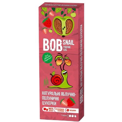 Цукерки Bob Snail (Равлик Боб) яблуко-полуниця 30 г купити - фото №1 Цукерки Bob Snail (Равлик Боб) яблуко-полуниця 30 г купити