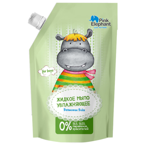 Мыло жидкое Pink Elephant (Пинк Элефант) увлажняющее Бегемотик Бодя 500 мл заказать - фото №1 Мыло жидкое Pink Elephant (Пинк Элефант) увлажняющее Бегемотик Бодя 500 мл заказать