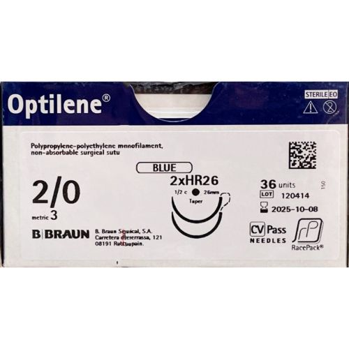 Шовный материал Оптилен 2/0 90 см 2 иголки, 26 мм №36 в аптеке - фото №1 Шовный материал Оптилен 2/0 90 см 2 иголки, 26 мм №36 в аптеке