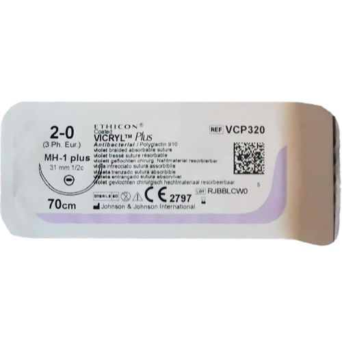 Шовний матеріал Вікрил Плюс 2-0 колюча голка 31 мм 70 см VCP320 ADD - фото №1 Шовний матеріал Вікрил Плюс 2-0 колюча голка 31 мм 70 см VCP320 ADD