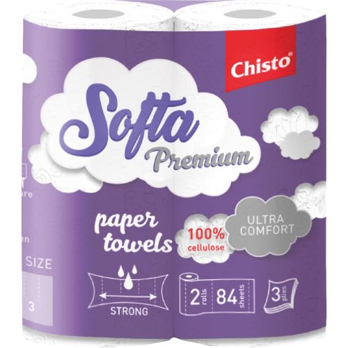 Паперові рушники Softa Chisto Premium, 3 шари, 2 рулони в місті Львів : ціни, характеристика. - фото №1 Паперові рушники Softa Chisto Premium, 3 шари, 2 рулони в місті Львів : ціни, характеристика.