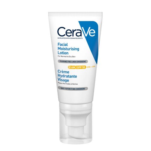 Крем CeraVe (Сераве) увлажняющий дневной с SPF50 для нормальной и сухой кожи лица 52 мл цена - фото №1 Крем CeraVe (Сераве) увлажняющий дневной с SPF50 для нормальной и сухой кожи лица 52 мл цена