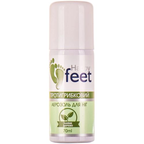 Аерозоль Happy Feet Протигрибкове чайне дерево для ніг, 70 мл в аптеці - фото №1 Аерозоль Happy Feet Протигрибкове чайне дерево для ніг, 70 мл в аптеці