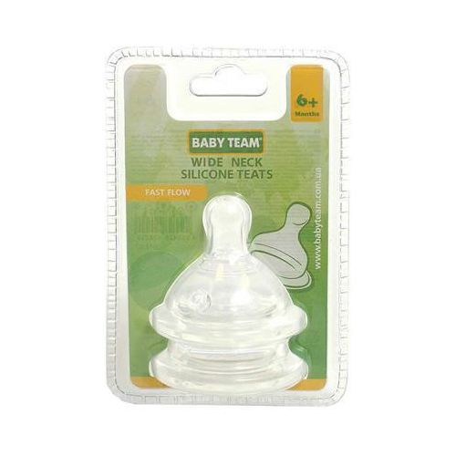 Соска силиконовая классическая для бутылочки с широким горлом быстрый поток Baby Team (2022) 2 шт в Украине - фото №1 Соска силиконовая классическая для бутылочки с широким горлом быстрый поток Baby Team (2022) 2 шт в Украине