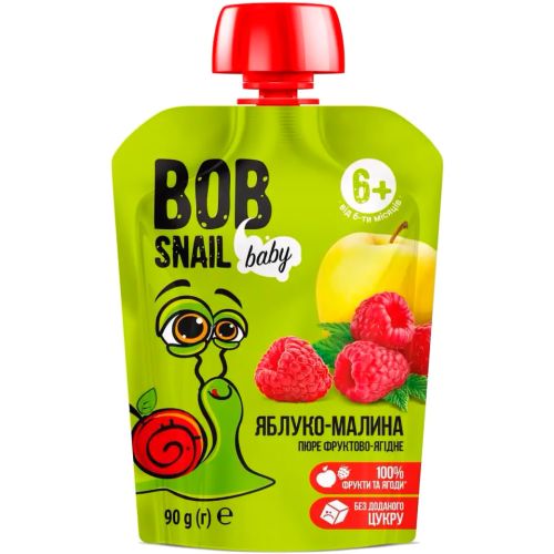 Пюре фруктове Bob Snail (Равлик Боб) яблуко-малина 90 г в Україні - фото №1 Пюре фруктове Bob Snail (Равлик Боб) яблуко-малина 90 г в Україні
